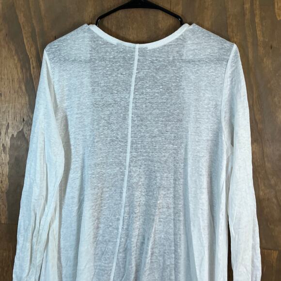 Tahari Womens Sweater White Open Front Cardigan 100% Linen Lightweight Sheer M - Picture 10 of 11